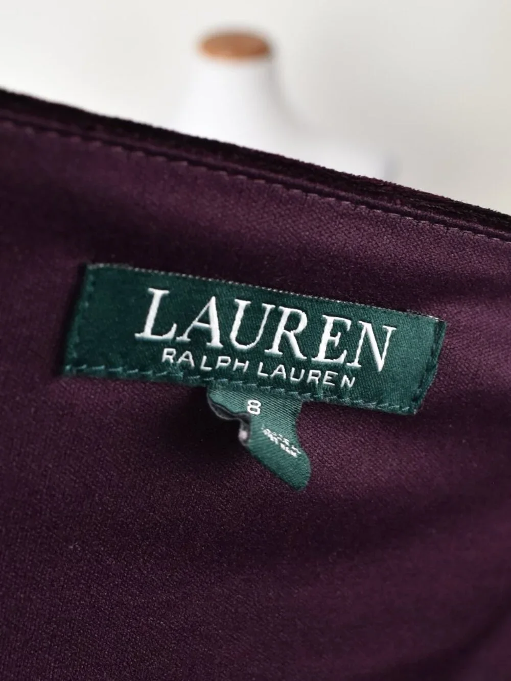 Lauren Ralph Lauren Velvet Faux Wrap Flutter Bell Sleeve Sheath Dress - 8 - Picture 10 of 10